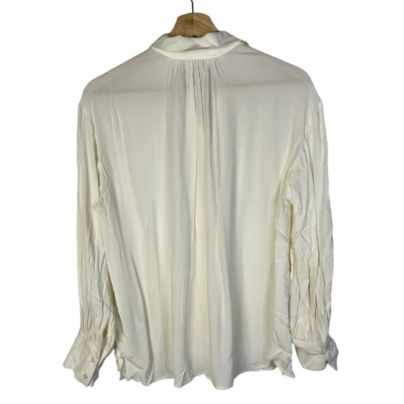 J. Crew Ivory White Gathered Front Long Sleeve Button Down XS - Picture 4 of 5